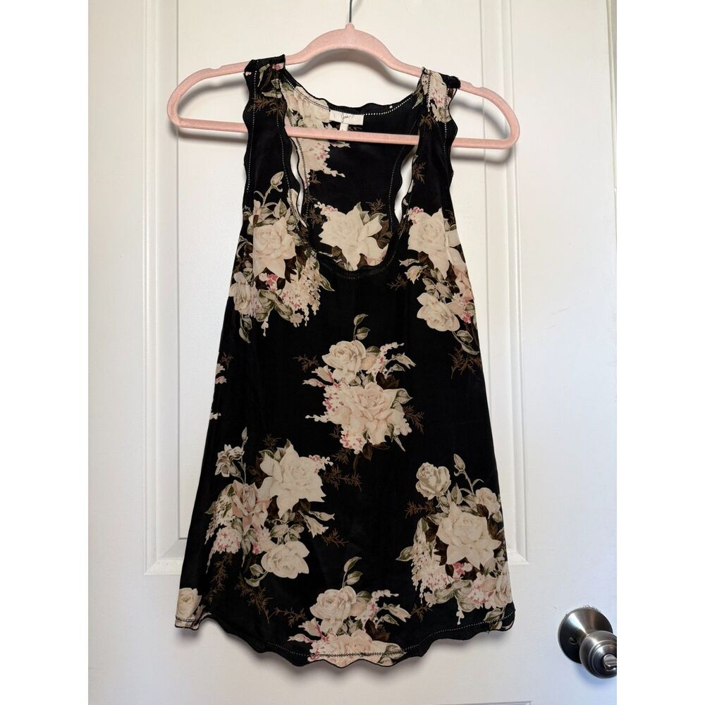 Joie Romantic 100% Silk Floral Racerback Tank Whimsigoth Cottagecore